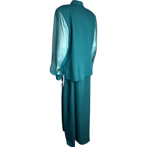 J.R. Nites by Caliendo Green 2-Piece Evening Dress and Jacket Size 14 Sheer NWT - Picture 8 of 16